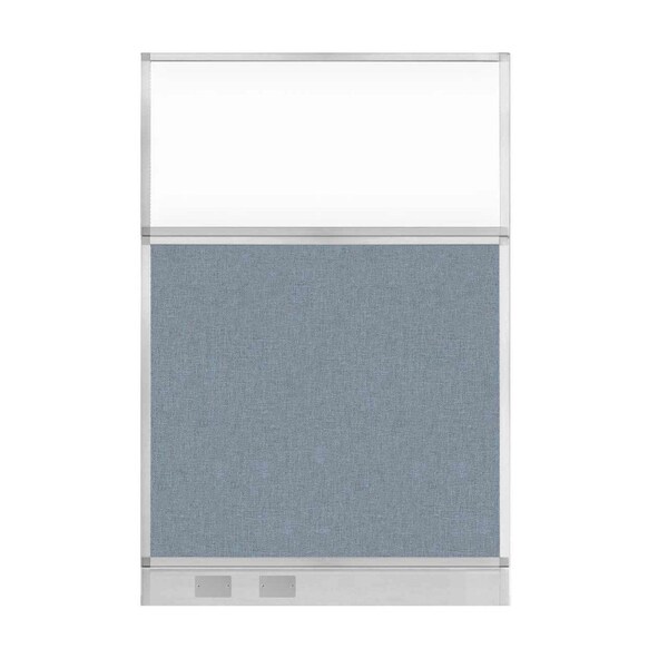 Hush Panel Configurable Cubicle Partition 4' x 6' Powder Blue Fabric Clear Window w/ Cable Channel
